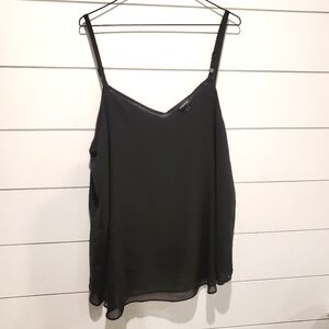 Torrid 0X black tank top semi sheer spaghetti strap oversized flowy shirt v-neck